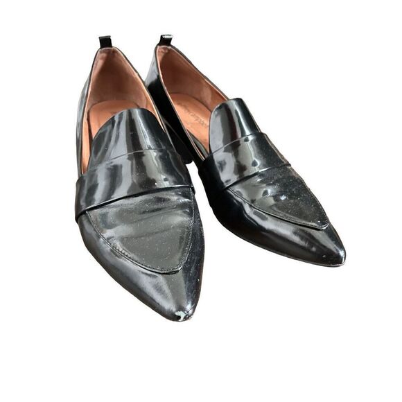 Jeffrey Campbell Women’s 7.5 LOCKLYN Black Patent Leather Heeled Loafers - Picture 3 of 9